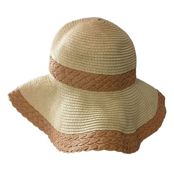 JHats Woven Raffia Floppy Hat Sun Wide Brim Bucket Beige Tan Beach Gardening - Picture 10 of 16